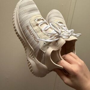 Women's Cream Knit Lace-Up Sneaker